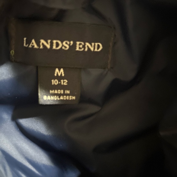 Lands End Quilted Down Puffer Vest Blue Women’s M 10-12 Snap Winter Walking - Picture 7 of 8